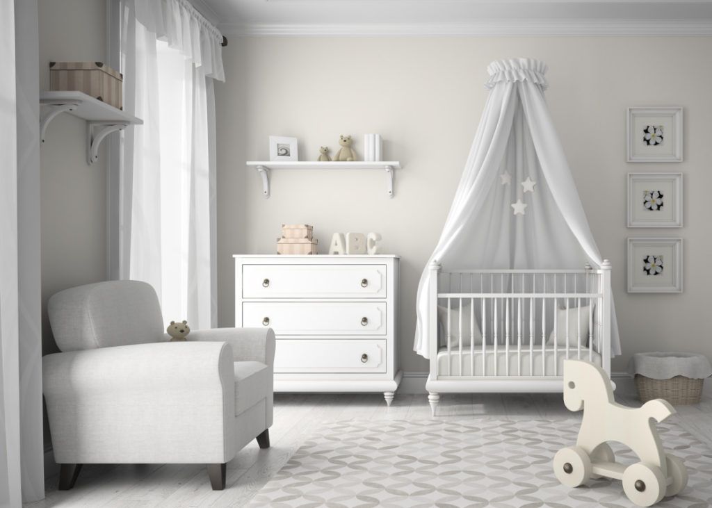 pokój niemowlęcy, kołyska, kocham urządzanie, białe wnętrze