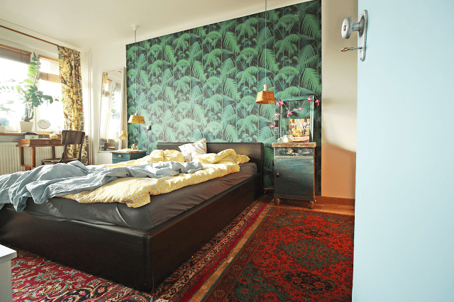 sypialnia z wykorzystaniem perskich dywanów