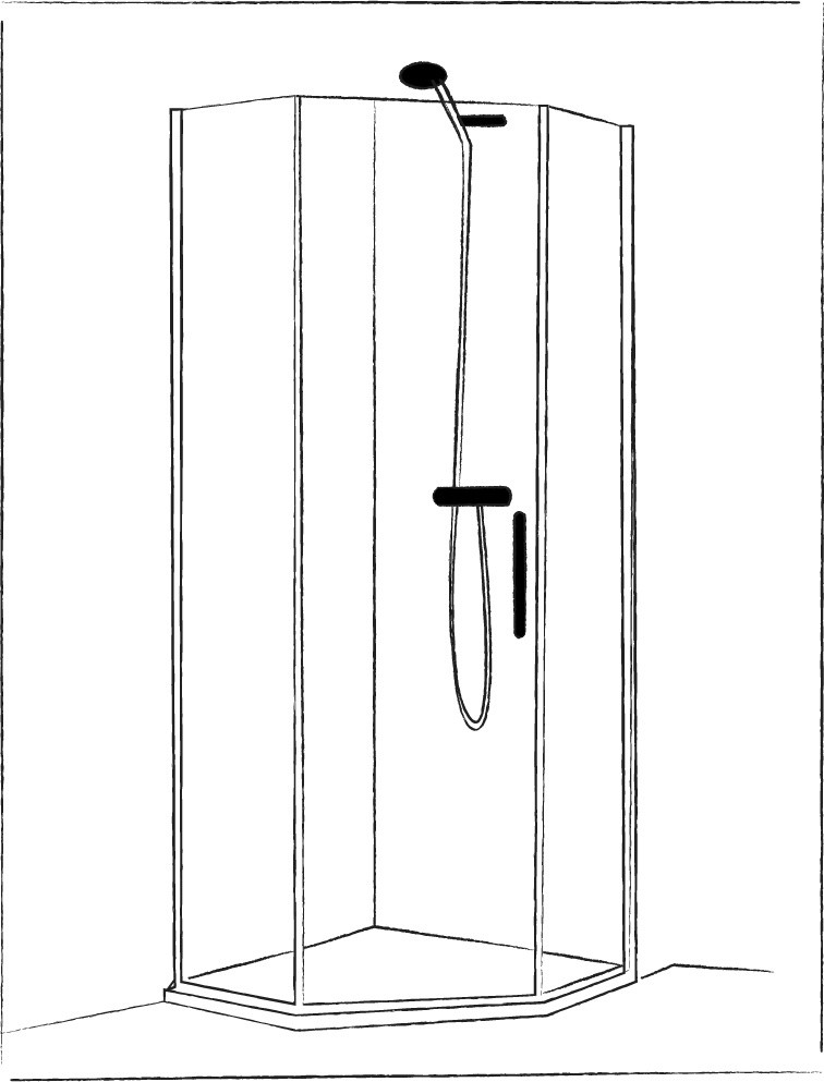 kabina prysznicowa kształt pięciokątu, grafika
